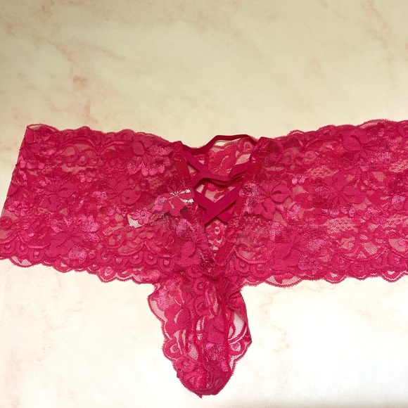 NWOT Oh Là Là Chéri Hot Pink Lace Crotchless Panties - Picture 6 of 8
